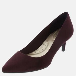NEW Dexflex Comfort Jeanne Purple Faux Suede Pointed Toe Kitten Heel Pump Size 6